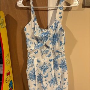 SHEIN Blue and White Floral Jumpsuit